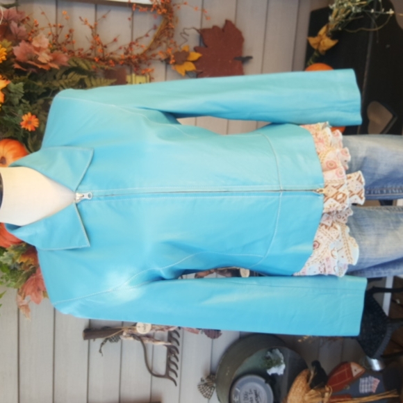 NICOLA BERTI ♡ RARE Gorgeous Turquoise Soft Genuine Italian Leather Jacket  S - Picture 11 of 16